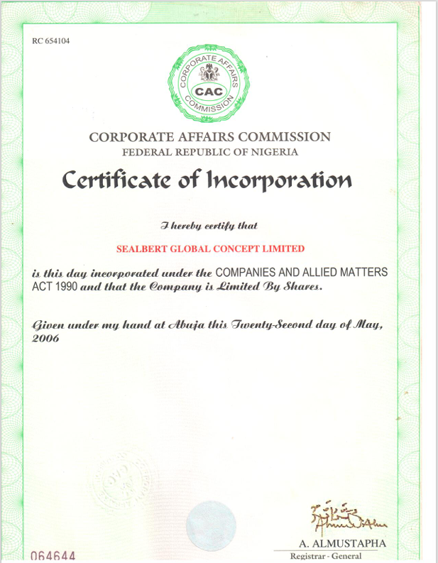 Certificate of Incorporation